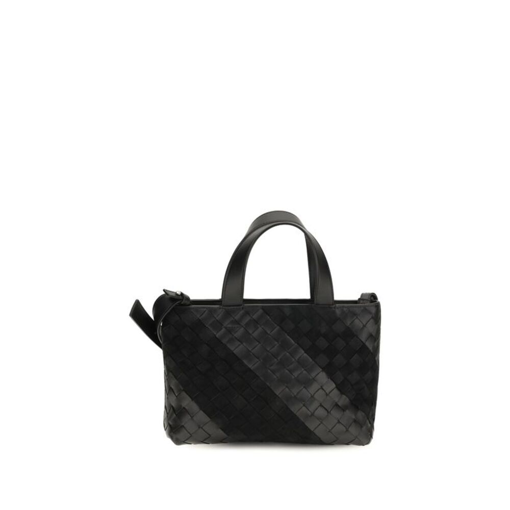 Bottega Veneta Men Intrecciato Handbag With Suede Stripes